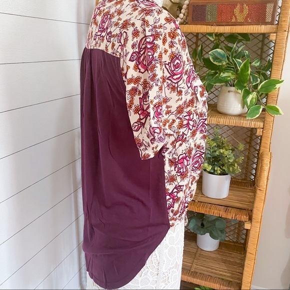 NWT Porridge Bergen Buttondown Top Anthropologie Wine Floral - Picture 8 of 12